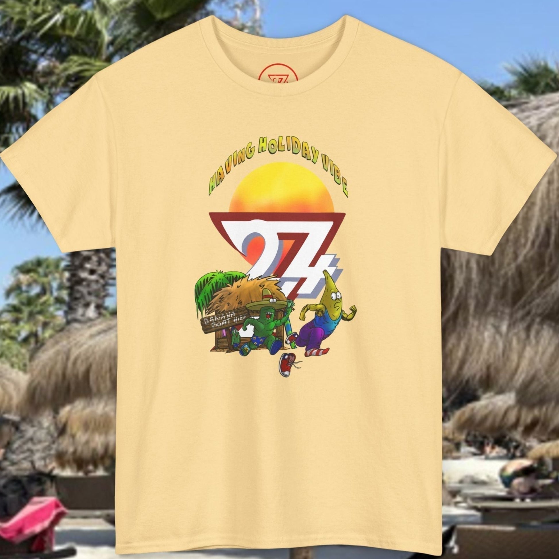 Pastel Yellow Adult Tropical Summer T-Shirt (Yellow Haze) - 24/7 Unique Designs.