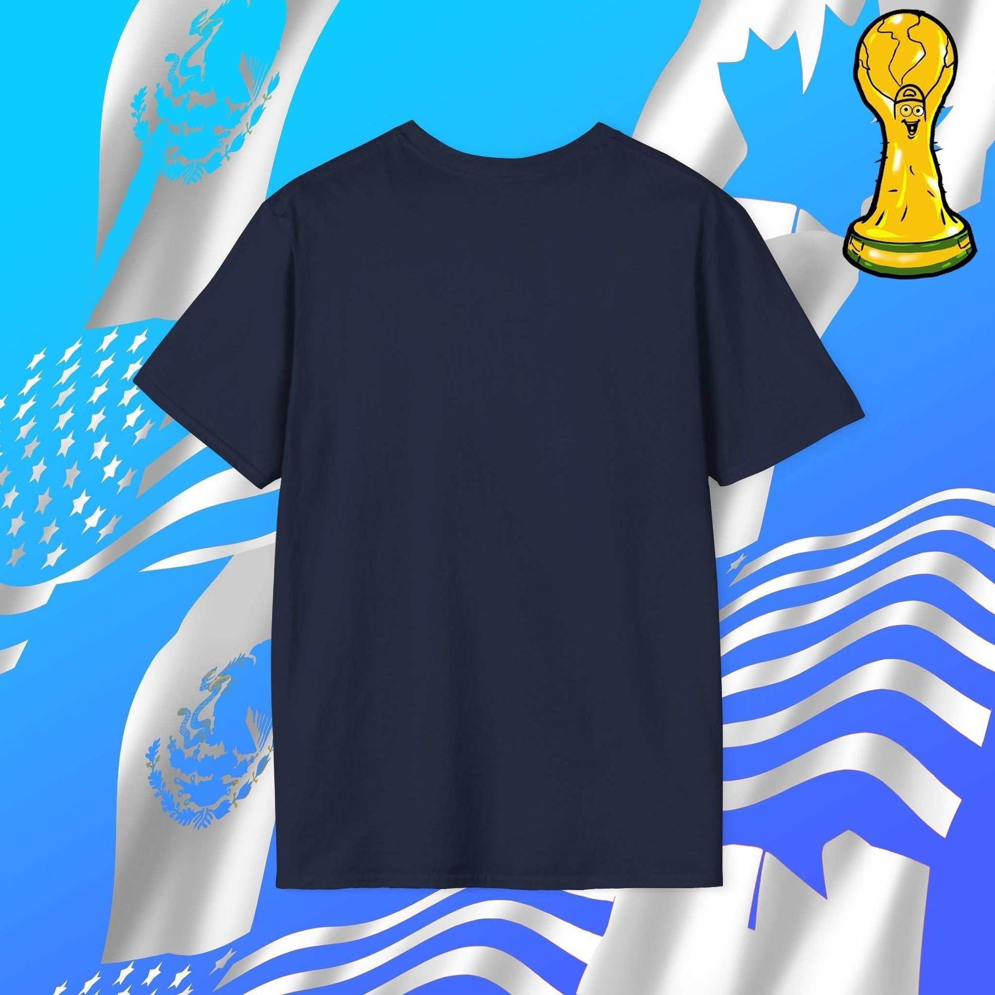 Plain back view of the Solid Navy 100% ring-spun cotton Mexico mascot tee, showing the smooth fabric and athletic fit.