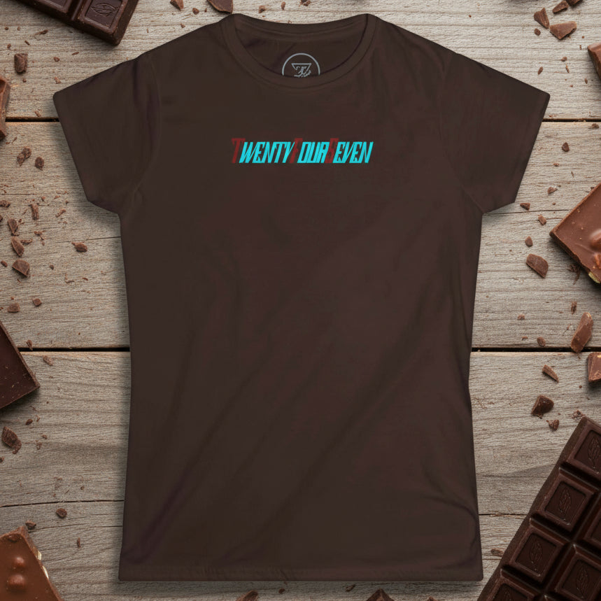 unique women t-shirt brown with twentyfourseven text for summer and everyday wear