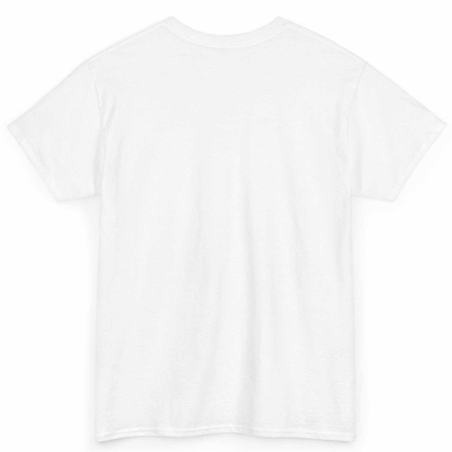 Back view of the white retro sports t-shirt, showing the clean, unprinted cotton back canvas.