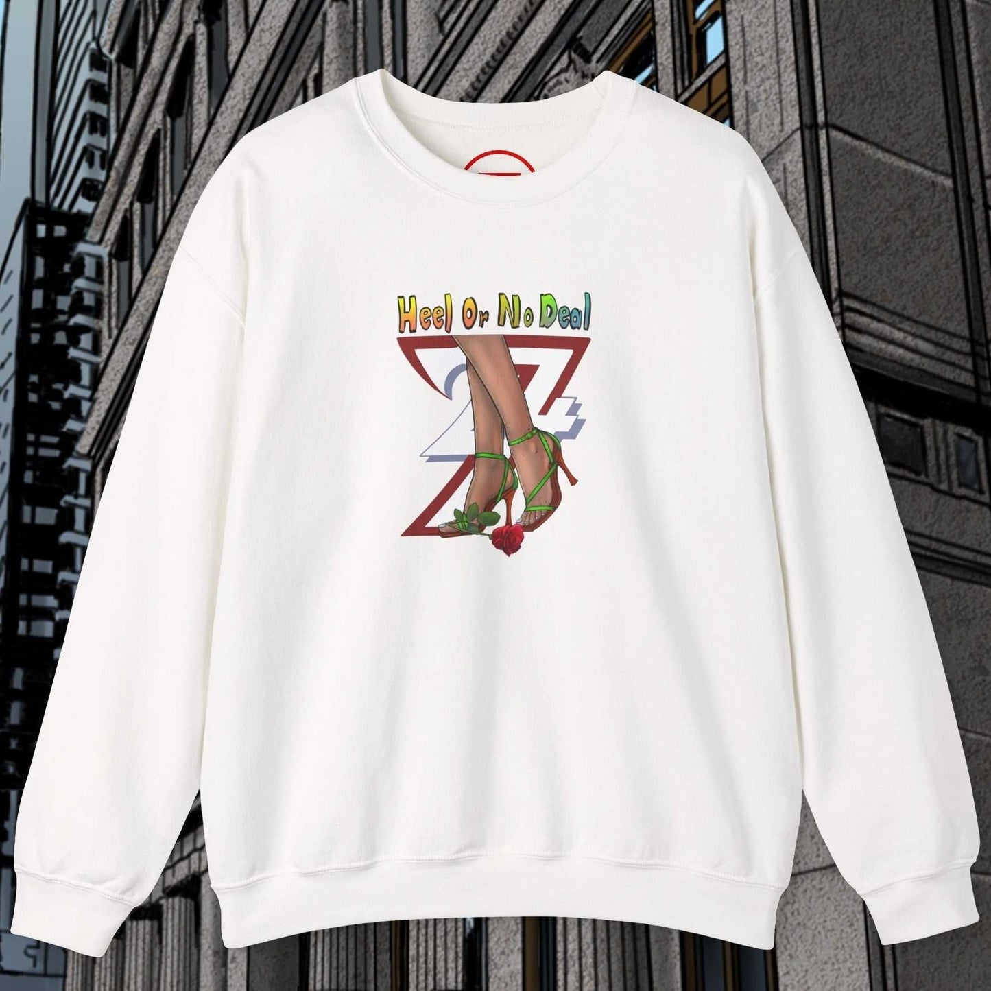 white sweatshirt with hand-drawn rose design and colorful text for women streetwear gift